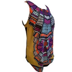 Small TJ Collection Women's Sleeveless Blouse Print Front Jersey Knit Back